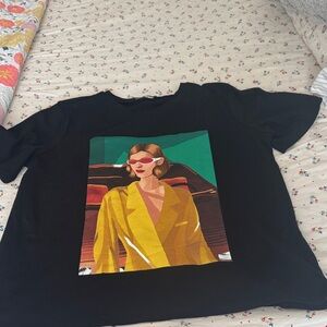 Zara Black Tee with Bold Graphic Design